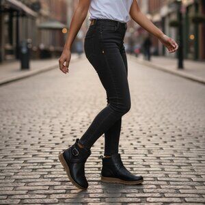 EuroSoft by Sofft Laelia Ankle Boot Women's 8 Black Vegan Leather Strappy Bootie